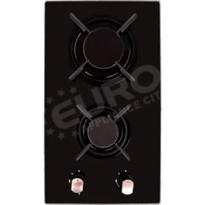 Built-In Domino Gas Black Glass Hob – 2 Burners, Sleek & Efficient