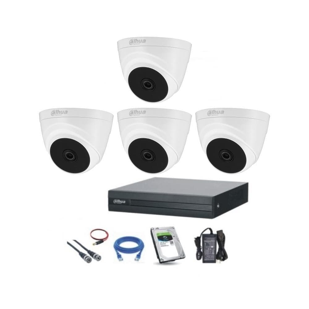Dahua HAC-T1A21 (Indoor) Security Camera - Package 4 Cams with DVR and Accessories - Winstore