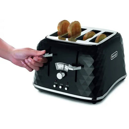 De’Longhi Brillante 4-Slice Toaster Black – Elegant & Efficient