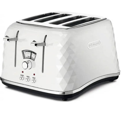De’Longhi Brillante 4-Slice Toaster White – Elegant & Efficient
